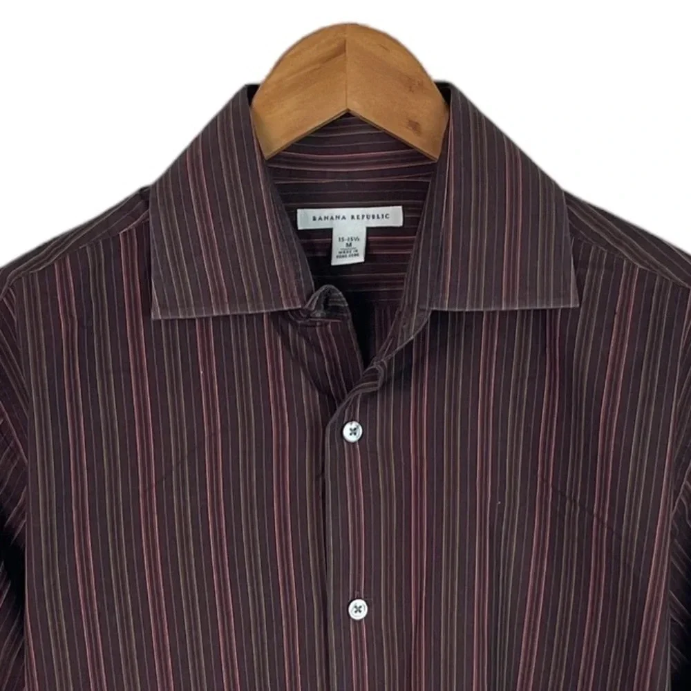 BF856 Mens Banana Republic Designer Striped Button Dress Shirt 15-15.5 M